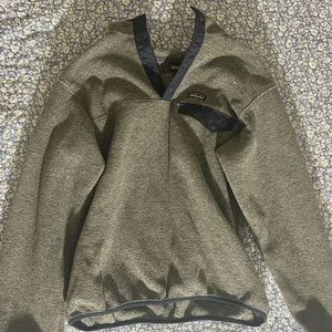 Heather grey and navy blue Patagonia Synchilla sweater (very soft and warm!)